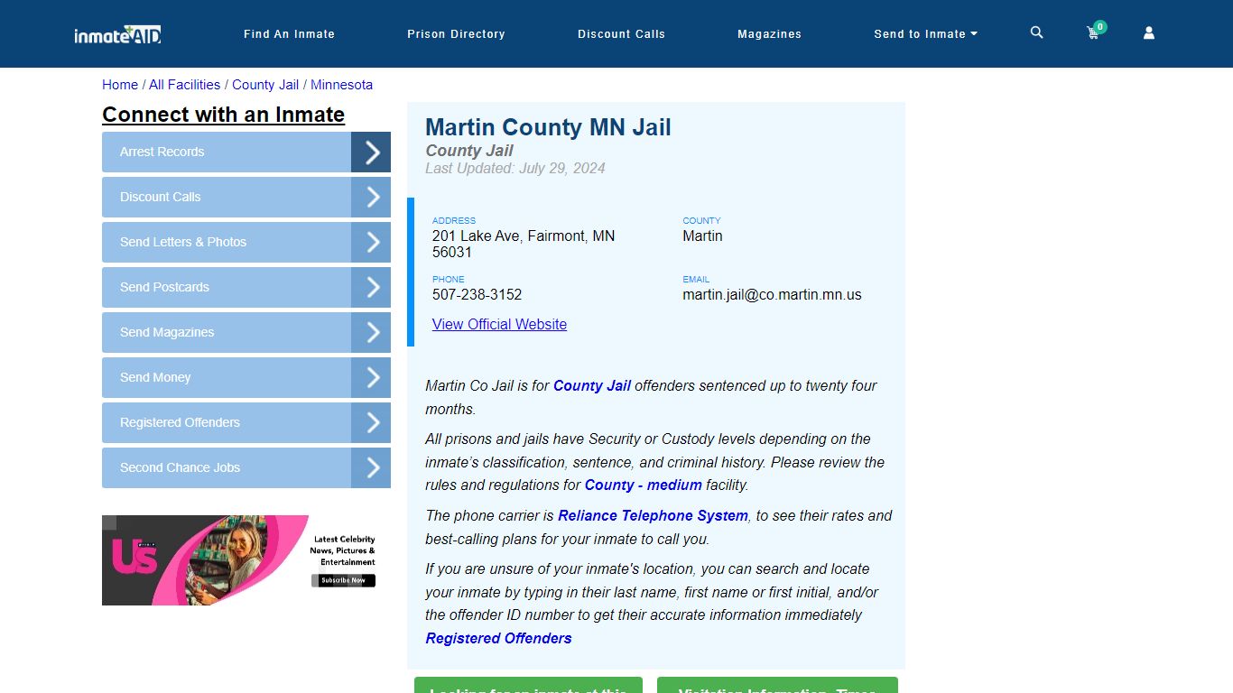 Martin County MN Jail - Inmate Locator